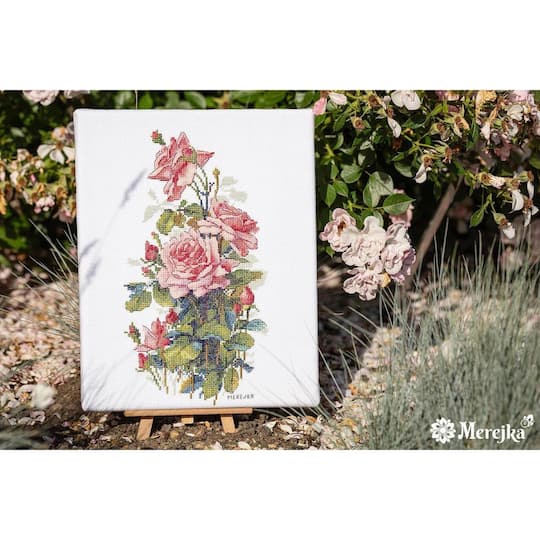 Merejka® Pink Roses Counted Cross Stitch Kit